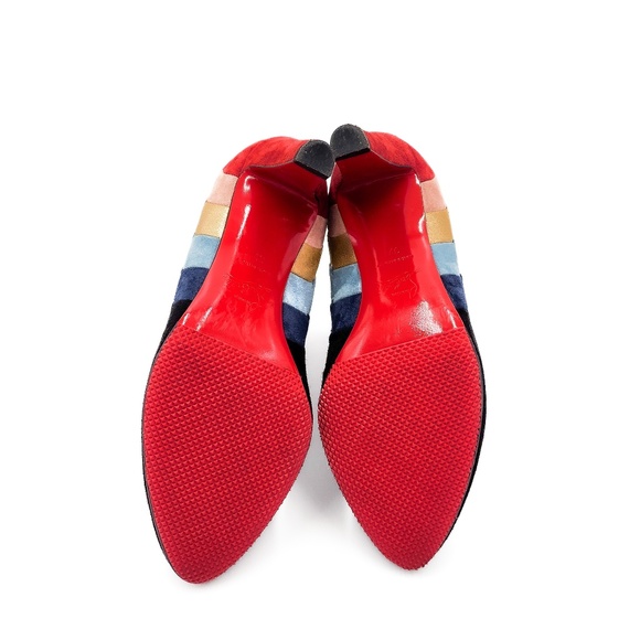 Christian Louboutin Suede Wave Zip Mid-Heel Ankle Boots EU 37.5 - Picture 7 of 8